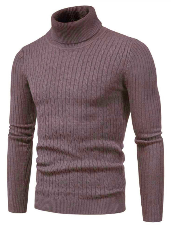 Men’s knitted sweater cross-border turtleneck slim fit bottoming sweater - Khaki / M