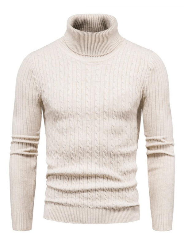 Men’s knitted sweater cross-border turtleneck slim fit bottoming sweater - Cracker khaki / M
