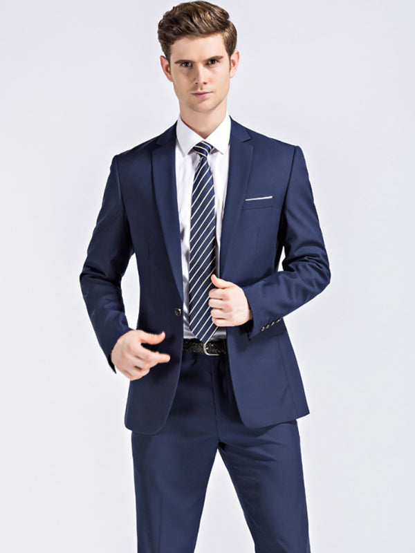 Men’s Lapel Collar Business Suit Blazer - Champlain color / M