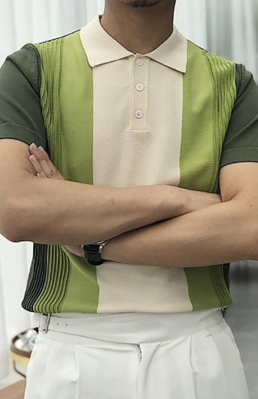 Men’S Lapel Short Sleeve Slim Polo Shirt T-Shirt - Green / S