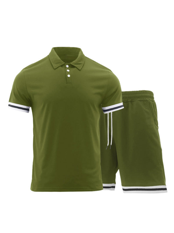 Men’s lapel short -sleeved shorts two -piece sports casual set