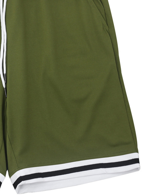 Men’s lapel short -sleeved shorts two -piece sports casual set