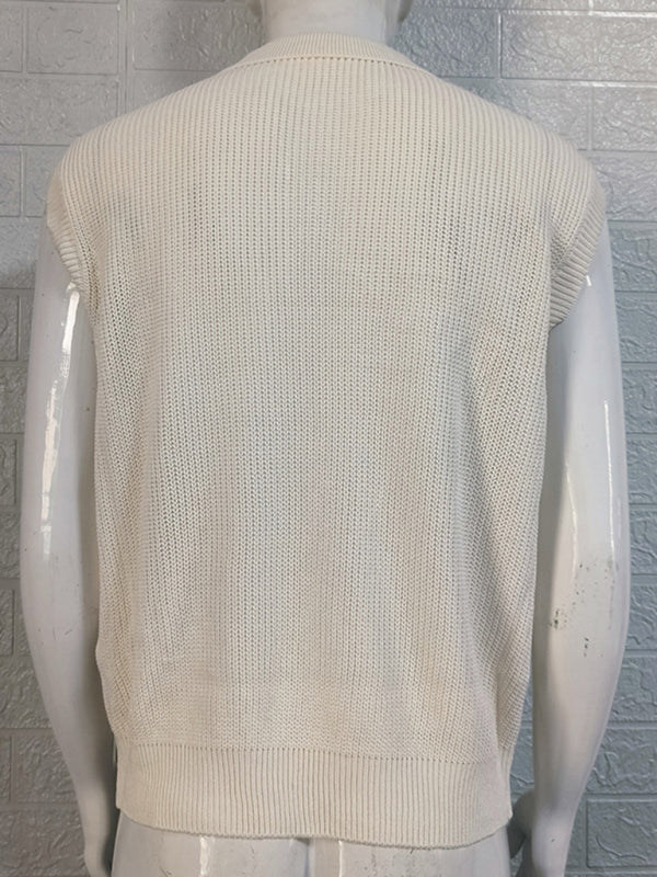 Men’s lapel solid color Polo collar knitted top