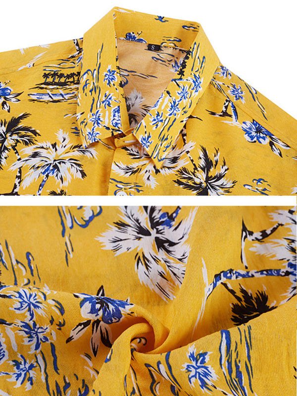 Men’s Leisure Short Sleeve Lapel Collar Shirt for Spring-Summer