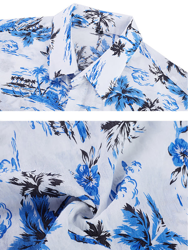 Men’s Leisure Short Sleeve Lapel Collar Shirt for Spring-Summer
