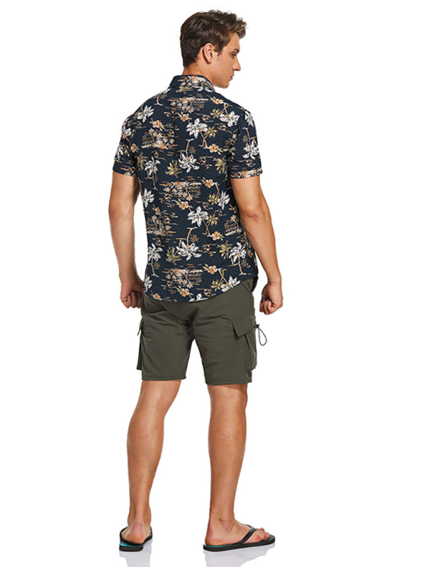 Men’s Leisure Short Sleeve Lapel Collar Shirt for Spring-Summer