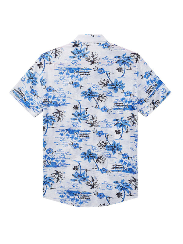 Men’s Leisure Short Sleeve Lapel Collar Shirt for Spring-Summer