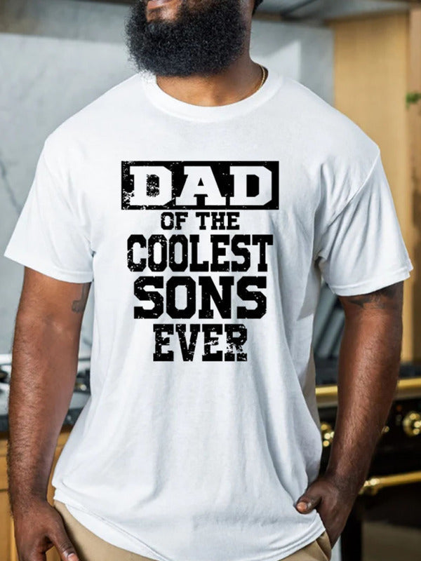 Men’s Letter Print Round Neck Short Sleeve T-Shirt - White / S