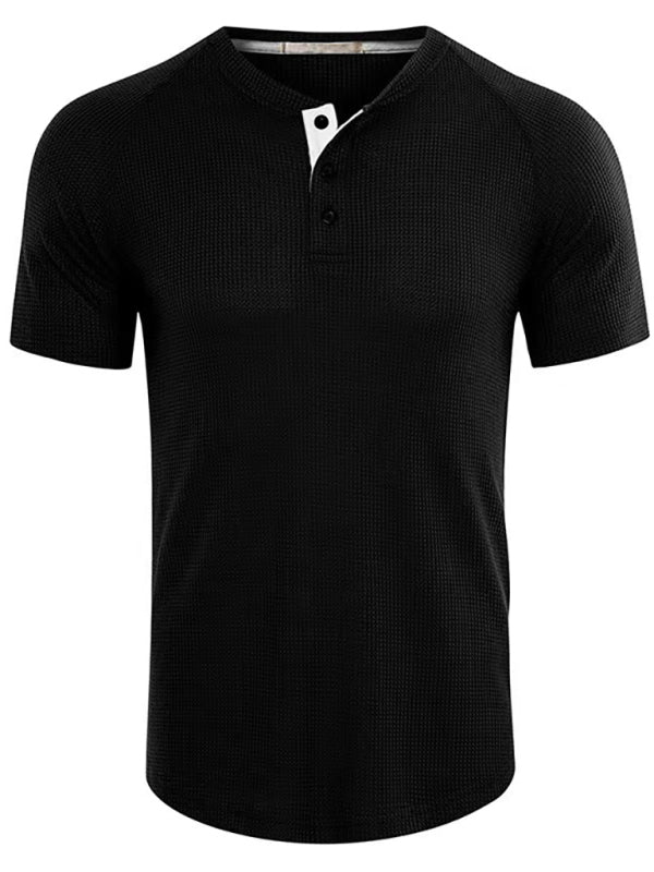 Men’s Light Business Casual Round Neck Tee - Black / S