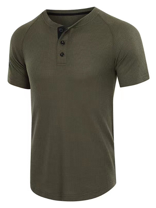 Men’s Light Business Casual Round Neck Tee - Olive green / S