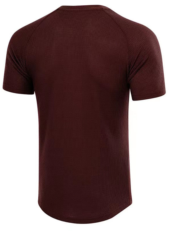 Men’s Light Business Casual Round Neck Tee - Wine Red / S