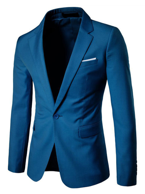 Men’s Light Business Long Sleeve Blazer - Peacock blue / M
