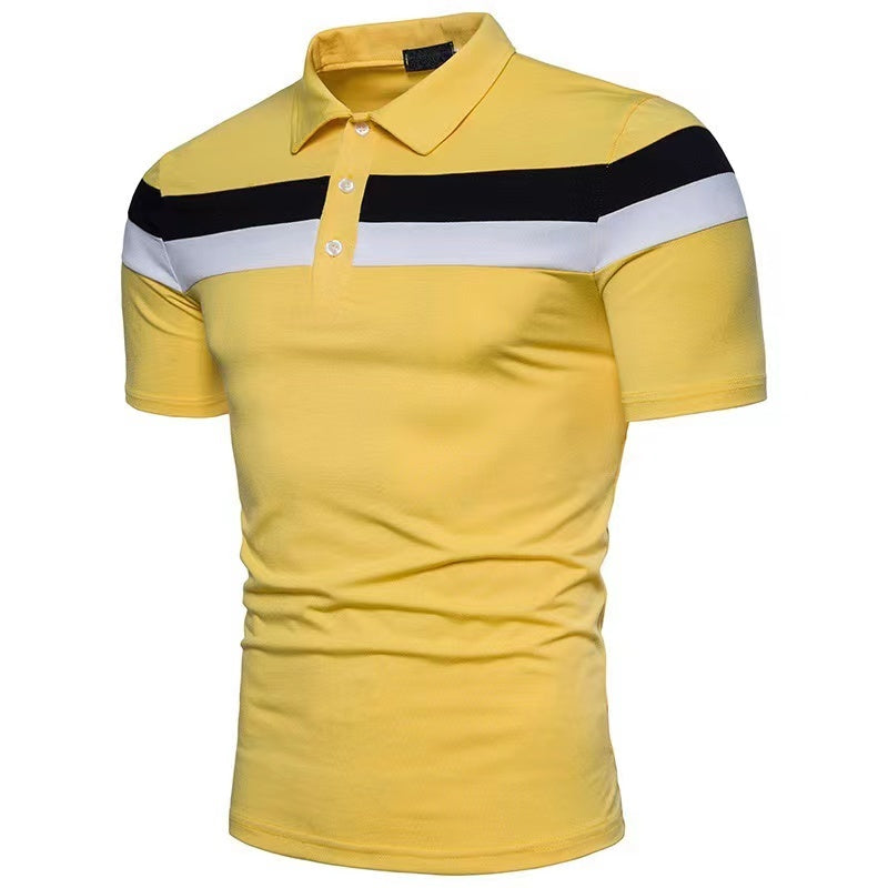 Men’s Light Business Polyester Regular Sleeve Polo Shirt - Yellow / M