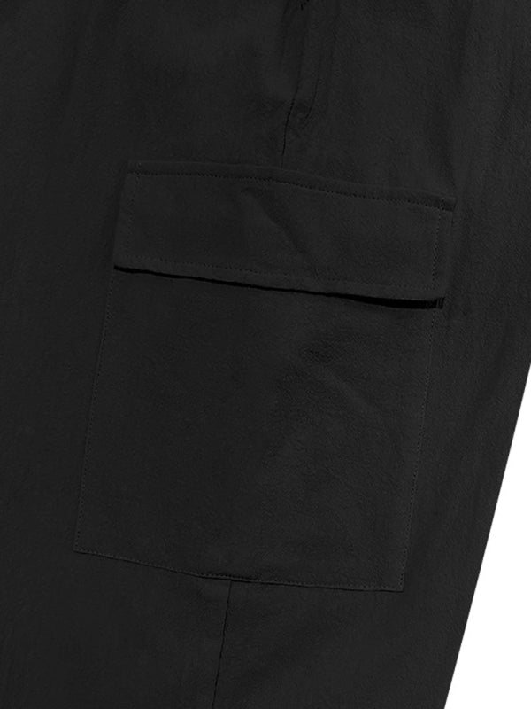 Men’s linen casual outdoor sports pants with cuffs and multi-pocket work pants