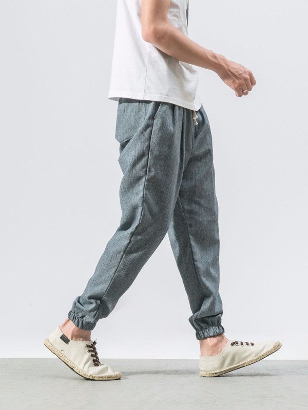 Men’s Linen Pants Fashion Haren Pants Drawstring Pants