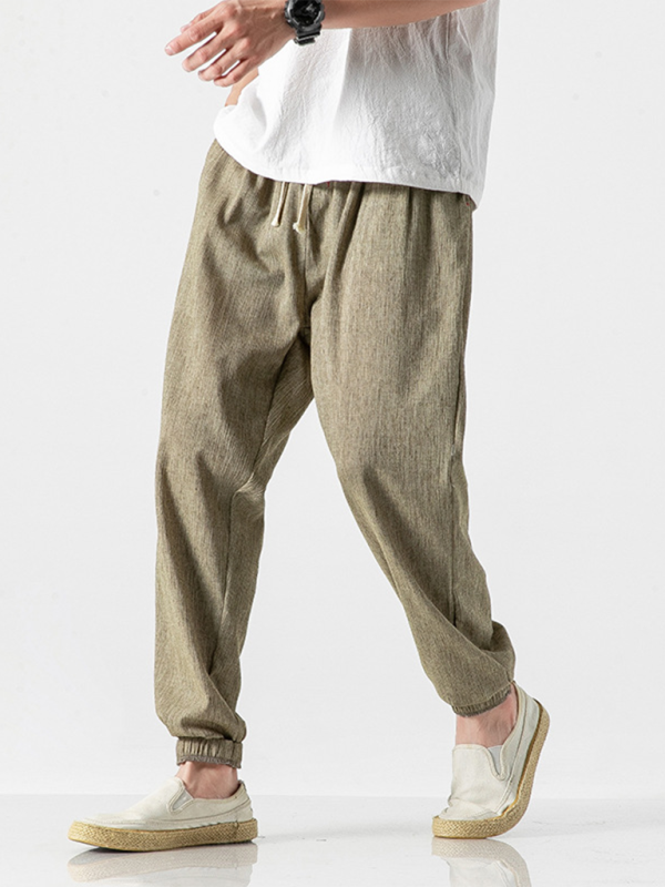 Men’s Linen Pants Fashion Haren Pants Drawstring Pants