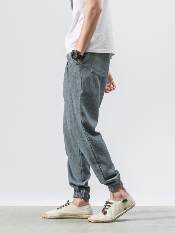 Men’s Linen Pants Fashion Haren Pants Drawstring Pants