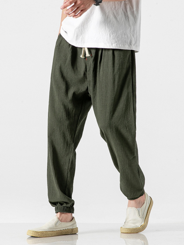Men’s Linen Pants Fashion Haren Pants Drawstring Pants
