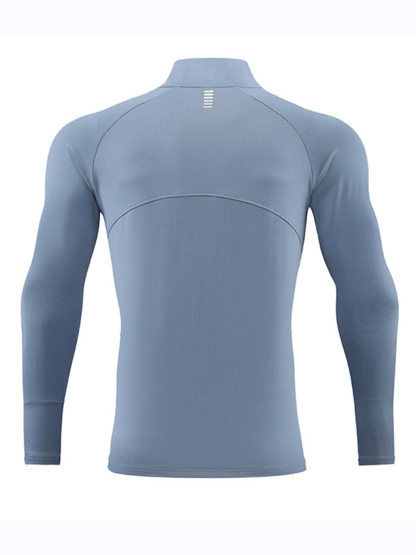 Men’s long-sleeved quick-drying stand-up collar sports fitness top