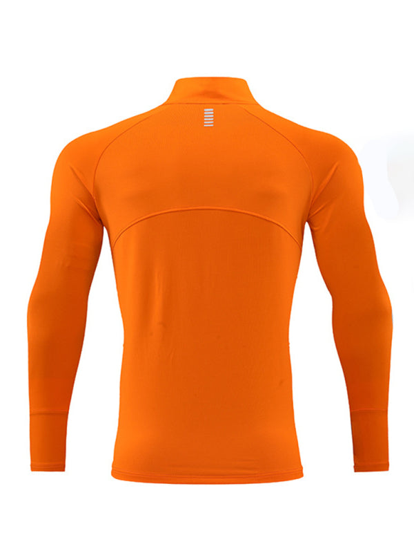 Men’s long-sleeved quick-drying stand-up collar sports fitness top