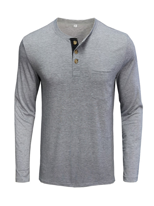Men’s long-sleeved t-shirt foreign trade t-shirt solid color bottoming shirt