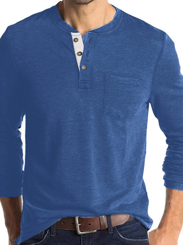 Men’s long-sleeved t-shirt foreign trade t-shirt solid color bottoming shirt