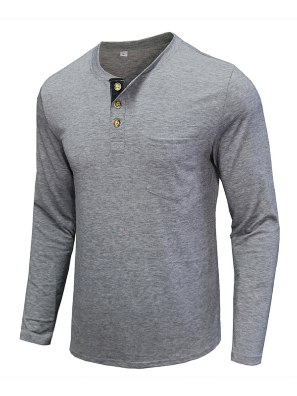 Men’s long-sleeved t-shirt foreign trade t-shirt solid color bottoming shirt