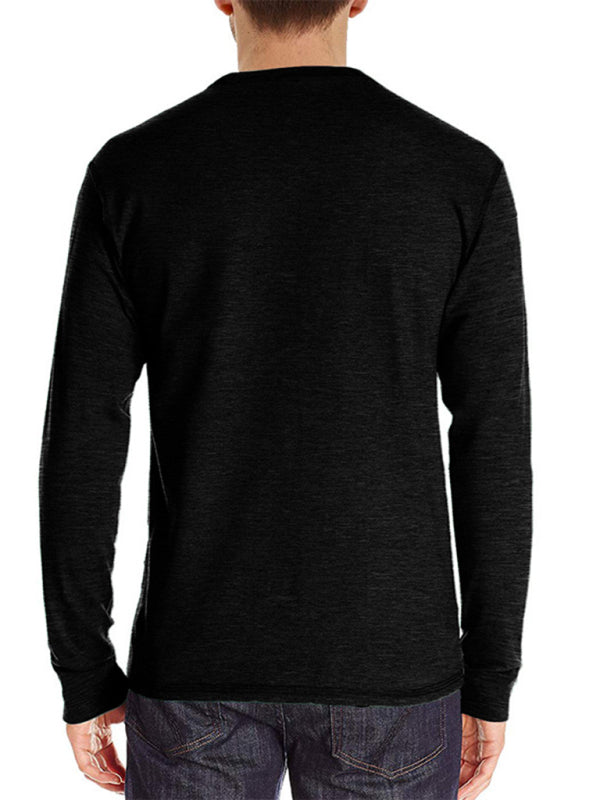 Men’s long-sleeved t-shirt foreign trade t-shirt solid color bottoming shirt