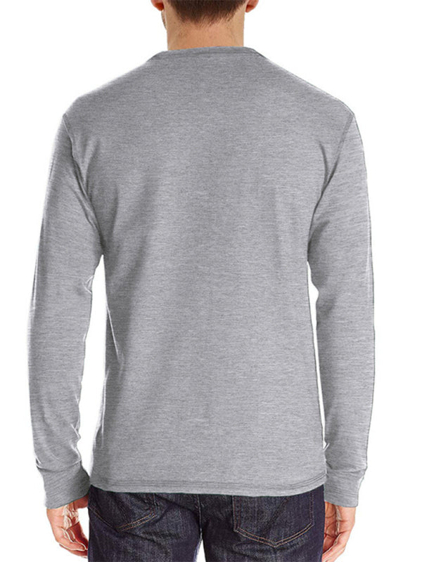 Men’s long-sleeved t-shirt foreign trade t-shirt solid color bottoming shirt