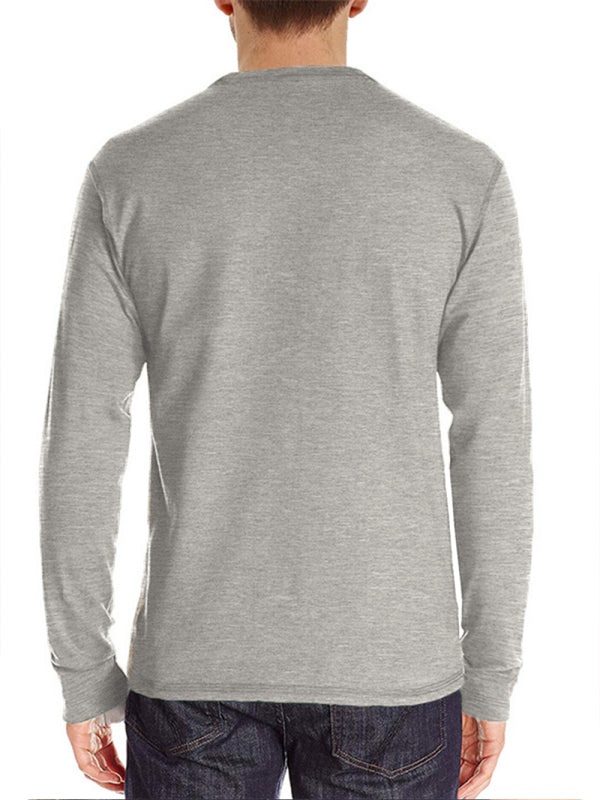 Men’s long-sleeved t-shirt foreign trade t-shirt solid color bottoming shirt