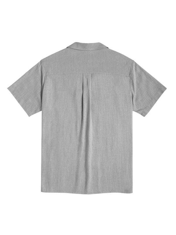 Men’s Loose Casual Linen Shirt Cuban Guayabera Short Sleeve Beach Shirt