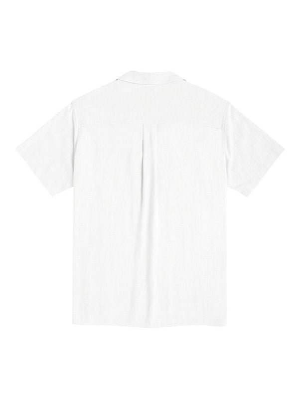 Men’s Loose Casual Linen Shirt Cuban Guayabera Short Sleeve Beach Shirt