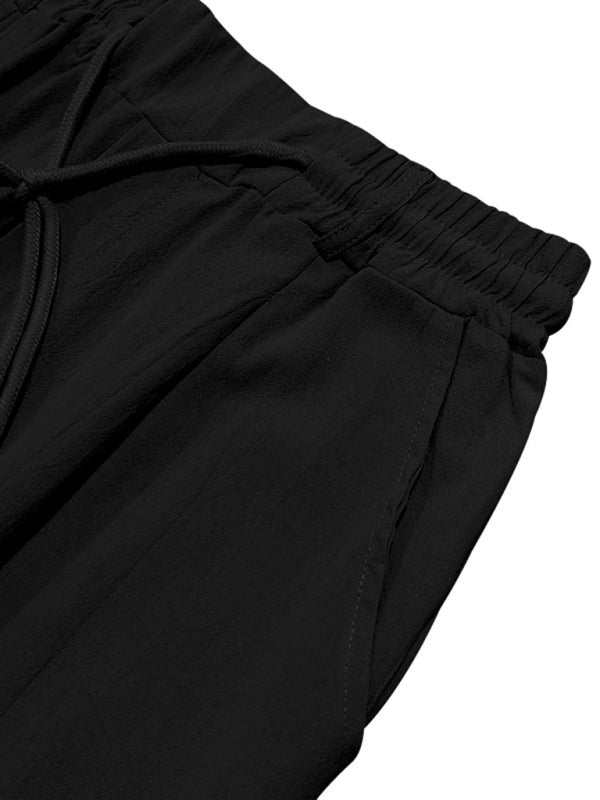 Men’s Loose Casual Relaxed Straight Linen Naples Gurga Breathable Trousers