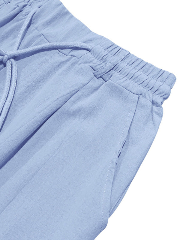 Men’s Loose Casual Relaxed Straight Linen Naples Gurga Breathable Trousers