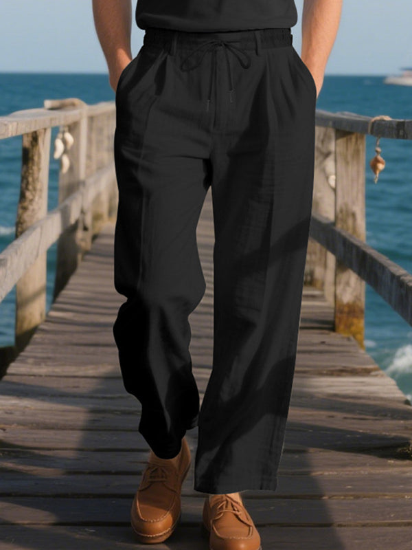 Men’s Loose Casual Relaxed Straight Linen Naples Gurga Breathable Trousers