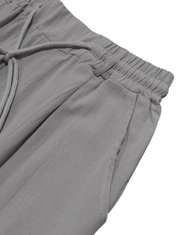Men’s Loose Casual Relaxed Straight Linen Naples Gurga Breathable Trousers