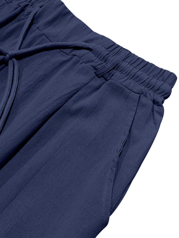Men’s Loose Casual Relaxed Straight Linen Naples Gurga Breathable Trousers