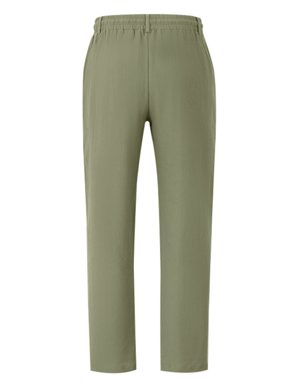 Men’s Loose Casual Relaxed Straight Linen Naples Gurga Breathable Trousers