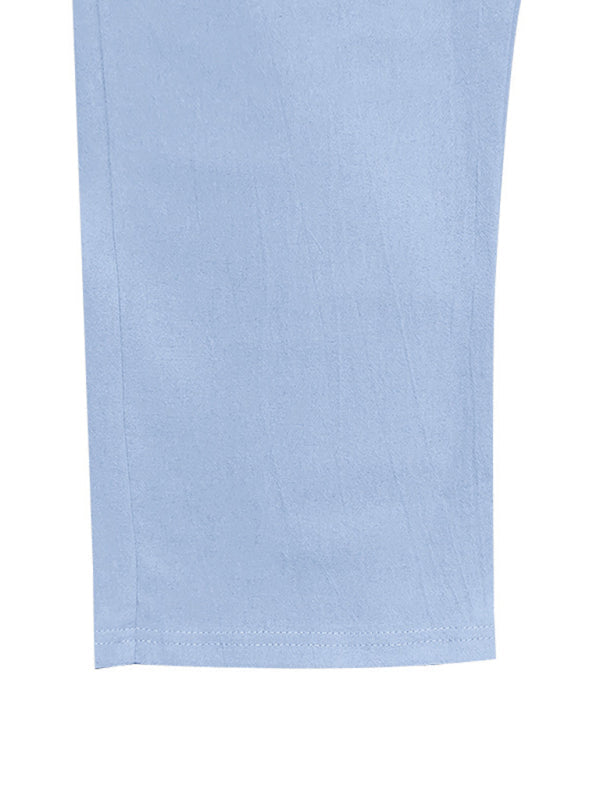 Men’s Loose Casual Relaxed Straight Linen Naples Gurga Breathable Trousers