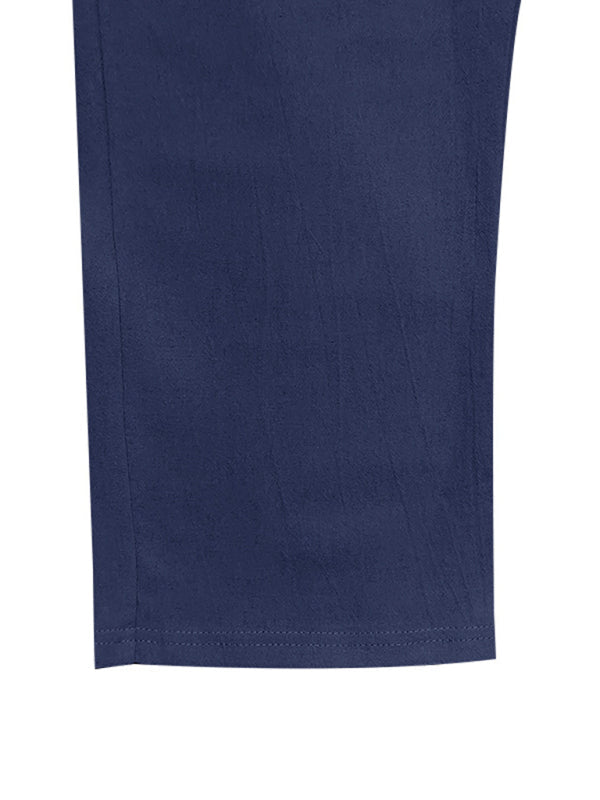Men’s Loose Casual Relaxed Straight Linen Naples Gurga Breathable Trousers