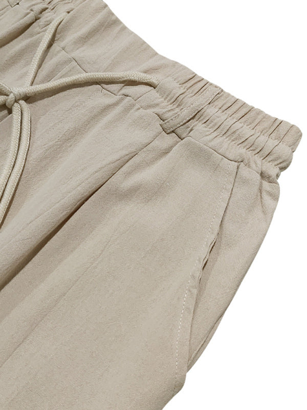 Men’s Loose Casual Relaxed Straight Linen Naples Gurga Breathable Trousers