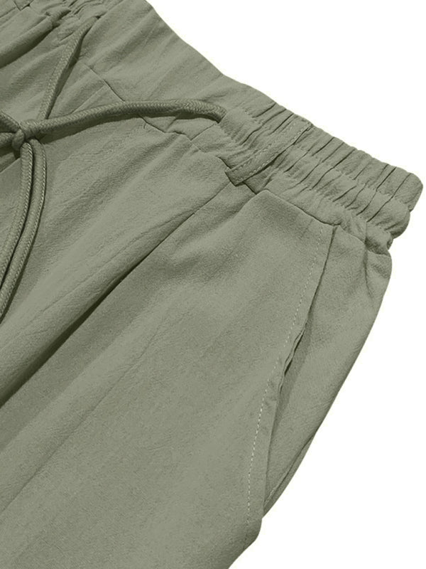 Men’s Loose Casual Relaxed Straight Linen Naples Gurga Breathable Trousers