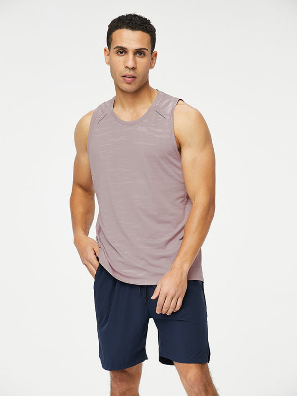 Men’s loose round neck breathable and quick-drying running sports vest - Purple / M