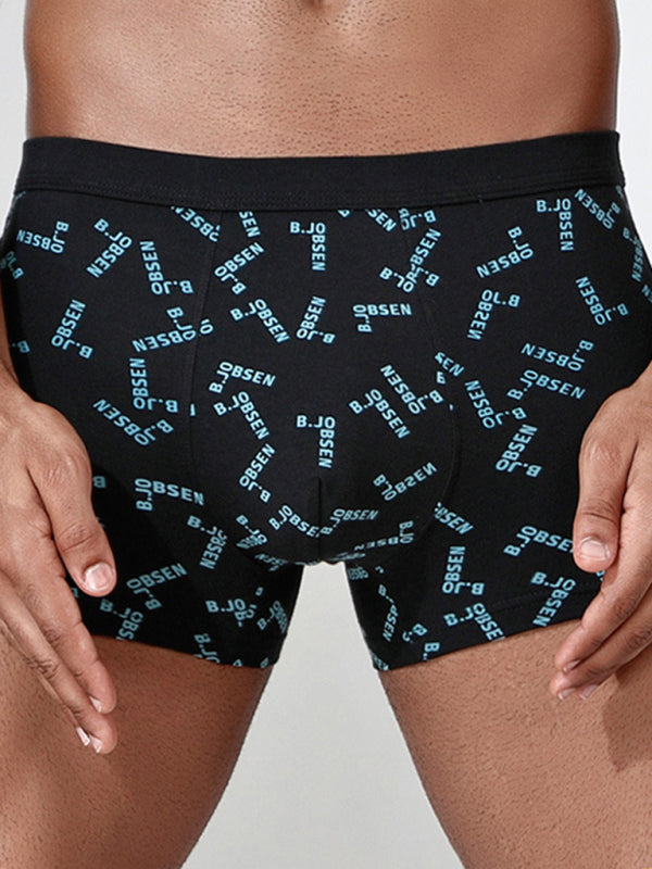 Men’s Mid Waist Cotton Breathable Print Boxer Briefs