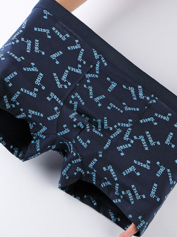Men’s Mid Waist Cotton Breathable Print Boxer Briefs