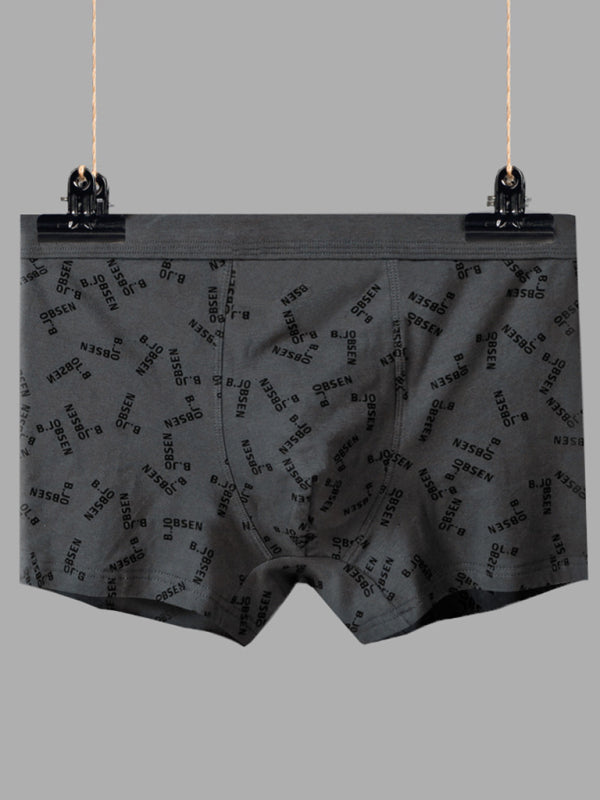 Men’s Mid Waist Cotton Breathable Print Boxer Briefs - Dark grey / L