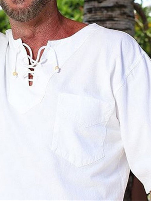 Men’s new casual beach short-sleeved/long-sleeved tops