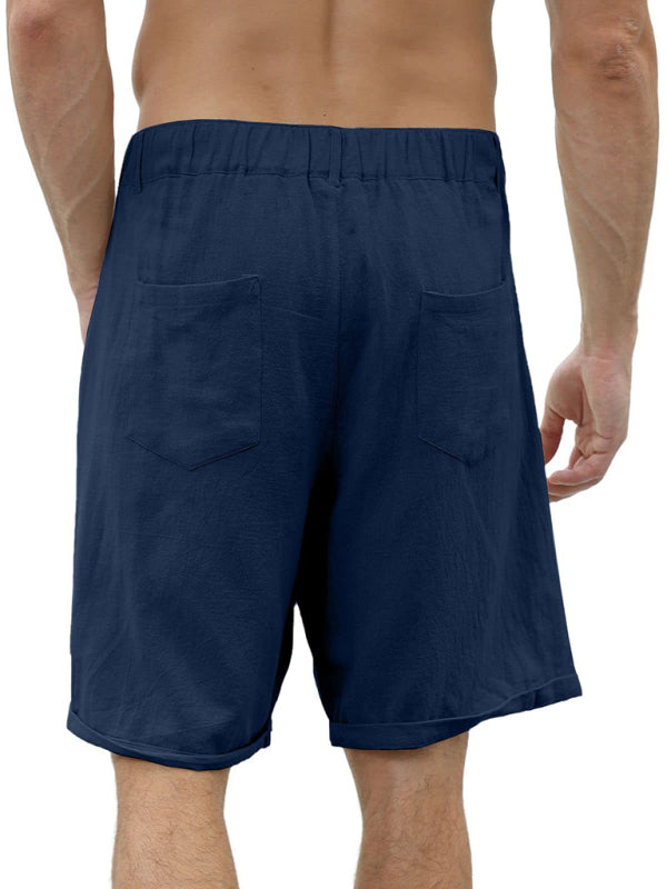 Men’s new casual beach shorts with buttons and elastic waist