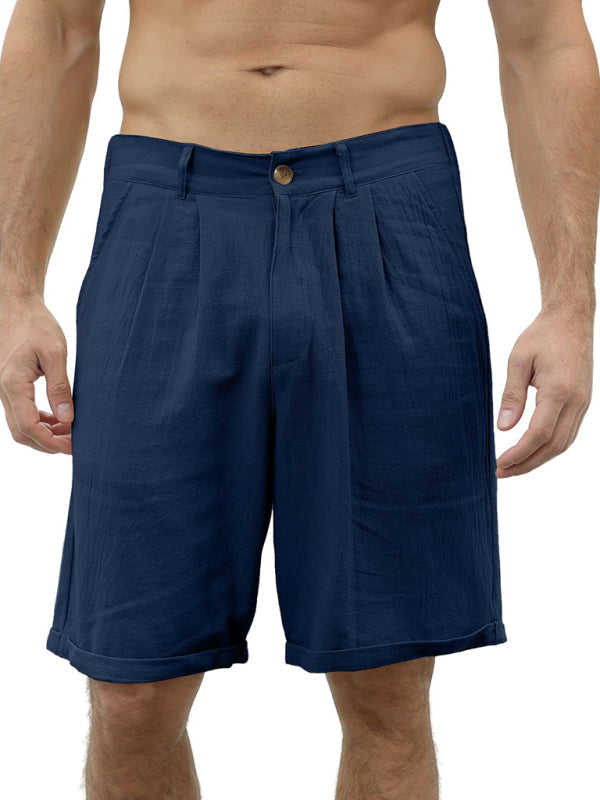 Men’s new casual beach shorts with buttons and elastic waist