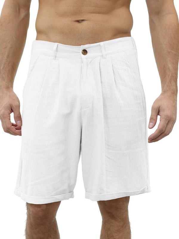 Men’s new casual beach shorts with buttons and elastic waist